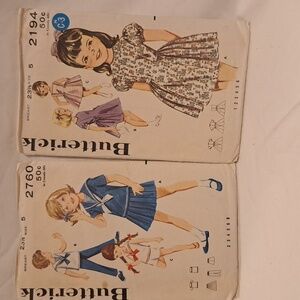 Set of 2 Vintage Butterick size 5 breast 23 1/2 children's pattern
